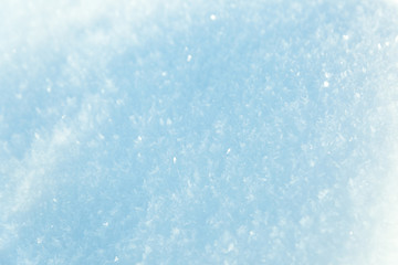 Texture of blue snow with large crystals in the frost.
