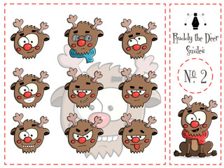 Set of smiles Ruddy the deer 2 vector