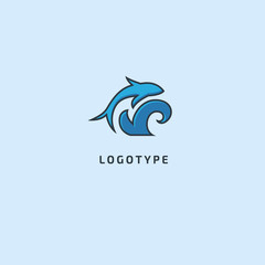 Naklejka premium Fish silhouette logo. Vector abstract minimalistic illustration fishing. Tuna, salmon icon. Aquarium, pet shop, marina, fish restaurant, seafood vector flat style logotype modern.