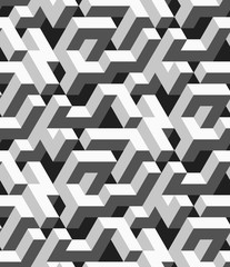 Isometric labyrynth. Abstract vector seamless pattern