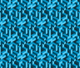 Isometric labyrynth. Abstract vector seamless pattern