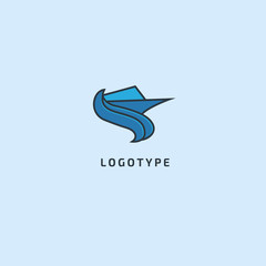 Ship, yacht Logo silhouette logo. Vector abstract minimalistic illustration fishing. tourism, cruise, boat trip, marina, diving, tourism vector flat style logotype modern.