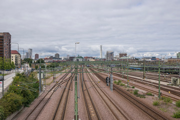 Fototapeta na wymiar Train track in Malmö