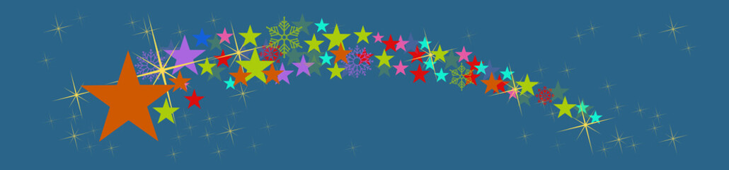 Obraz premium Christmas vector header. Comet and stars