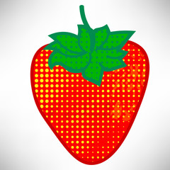 Colorful cartoon pop art strawberry isolated on white background. Vector illustration.