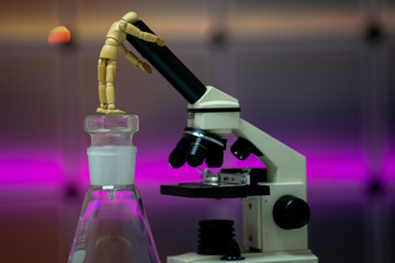 hinge drawing doll man and microscope