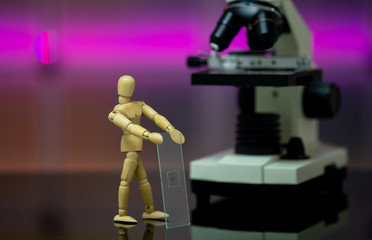 hinge drawing doll man and microscope