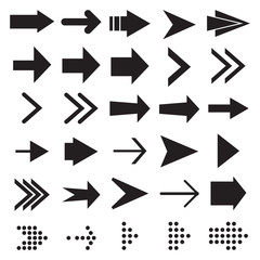 Set of black arrow icon for design