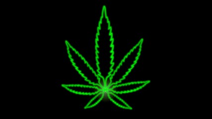 Cannabis, marijuana glowing leaf  effect. 3d render