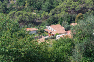 Fototapeta na wymiar Beautiful villa in the valley near the village of Tourrette Levens in the French department of Alpes-Maritimes