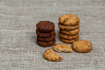  homemade biscuits with chocolate or whole. High resolution cookies for advertising purposes.