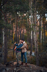 Obraz premium Couple of tourists on nature