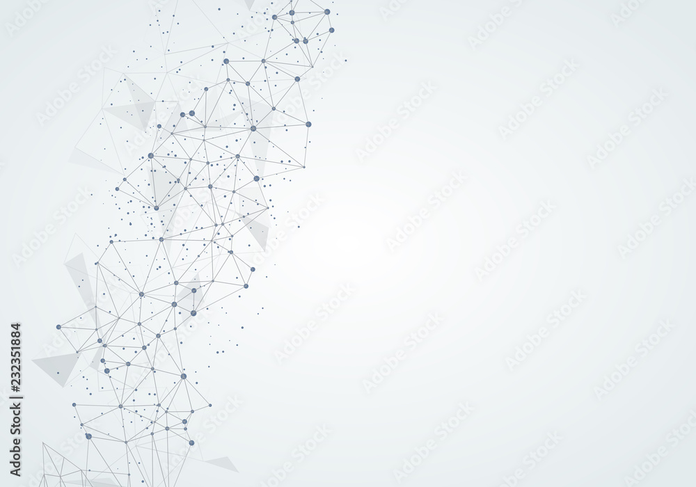 Aufkleber abstract molecular background with lines and dots.