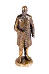 Bronze sculpture of Russian Emperor Nicholas II on white background