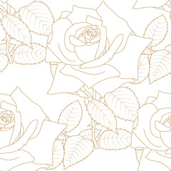 Golden seamless floral pattern, ornament, backround. Vector.