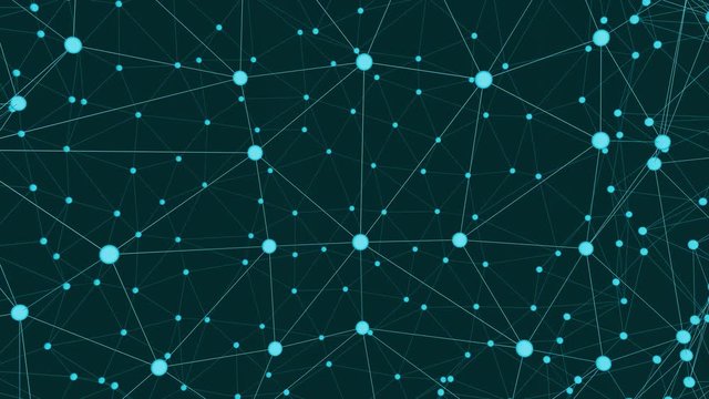 3d illustration of hundreds of points connected to each other and moving slowly towards each other