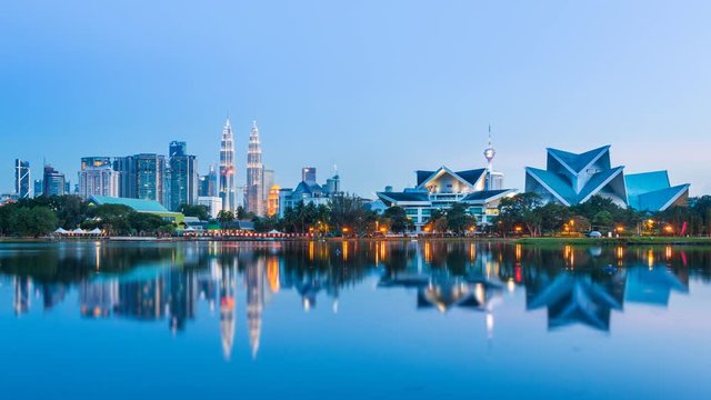 Day to Night Kuala Lumpur Cityscape  Of Malaysia 4K Time Lapse