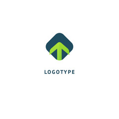 Arrow icon. Vector flat style illustration Abstract business logo template. Logo concept of Internet communications, marketing, Public Relations, technology, express delivery