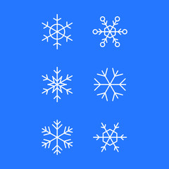Fototapeta premium Snowflake vector icon collection, snow winter season symbol, christmas decorative graphic element