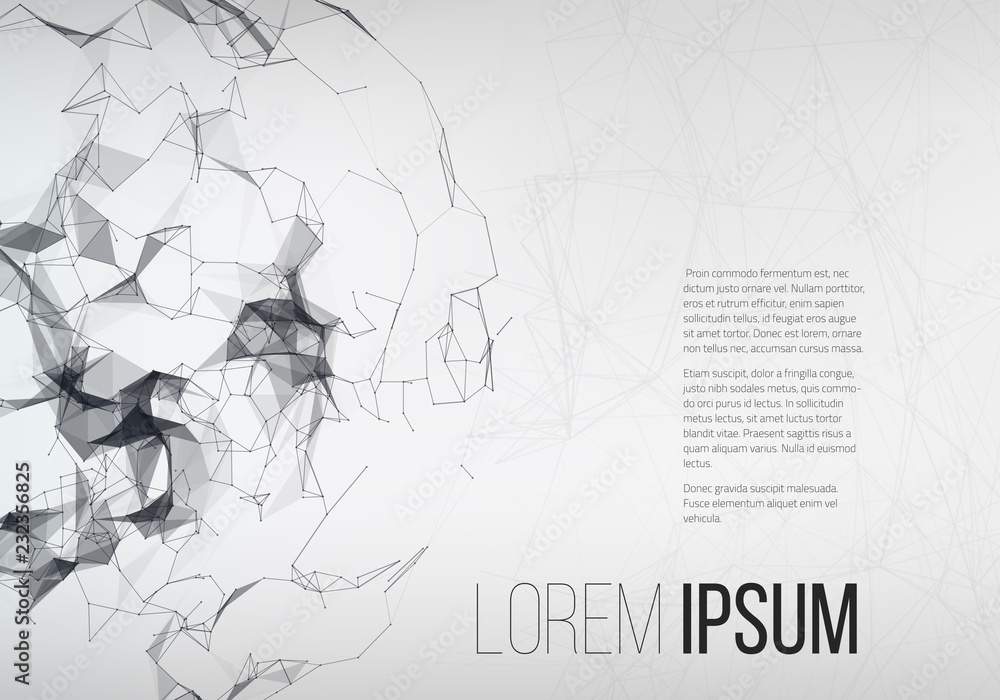 Poster abstract sphere with dots and lines. futuristic vector illustration.