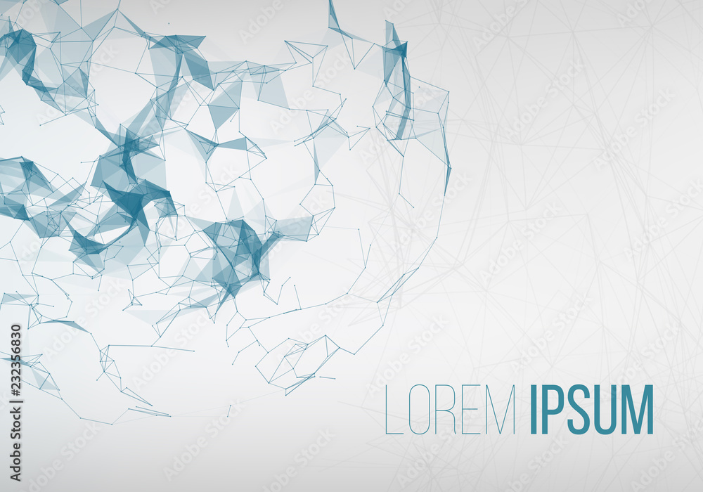 Poster abstract sphere with dots and lines. futuristic vector illustration.