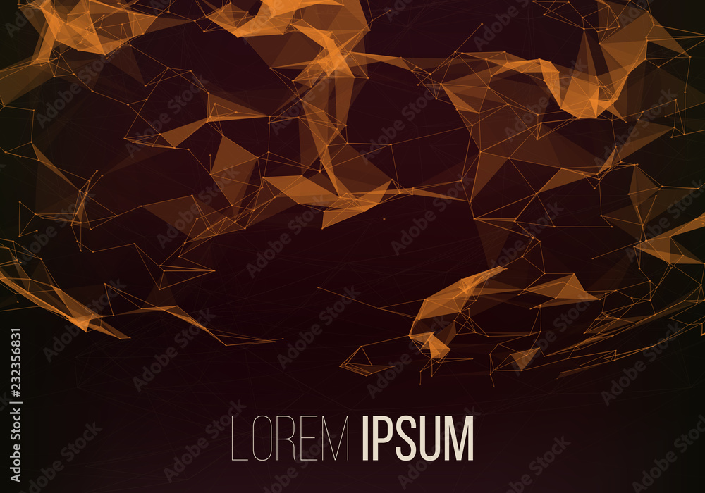 Poster abstract sphere with dots and lines. futuristic vector illustration.