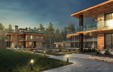 rendering of modern house project design construction 