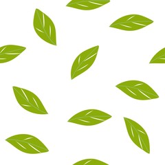 Green leaves seamless pattern vector illustration, green and white background