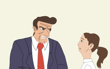 Angry businessman attacking his colleague