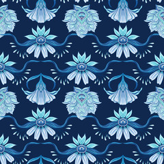  Seamless pattern, background with Floral pattern in art nouveau style,