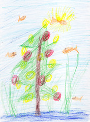 Weihnachten bei den Goldfischen unter Wasser 