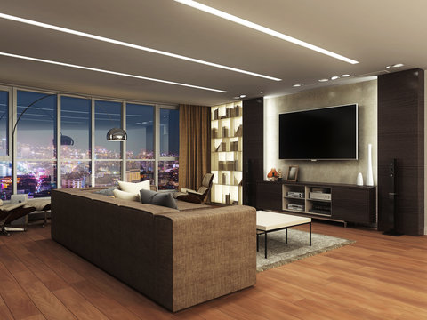 modern living room 3d rendering
