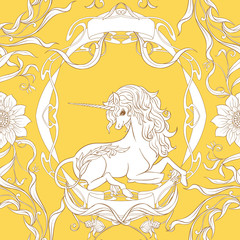 Seamless pattern, background with unicorn