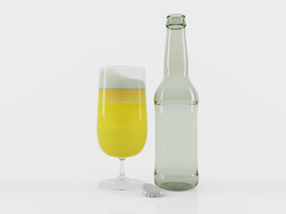 A glass of beer 3d rendering