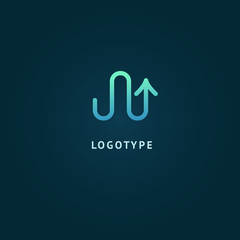 Arrow icon. Vector flat style illustration Abstract business logo template. Logo concept of Internet communications, marketing, Public Relations, technology, express delivery