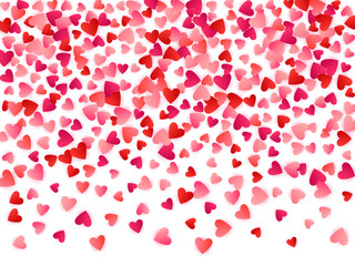 Red flying hearts bright love passion vector background.