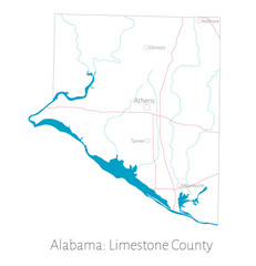 Detailed map of Limestone county in Alabama, USA