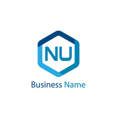 Initial Letter NU Logo Template Design