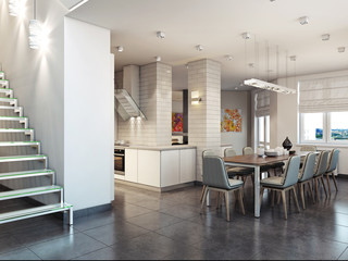 Modern interior 3d rendering