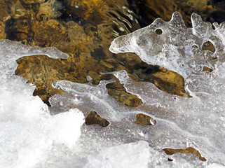 Ice shapes of river shore