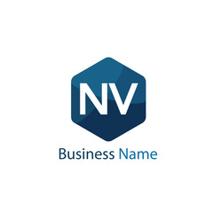 Initial Letter NV Logo Template Design