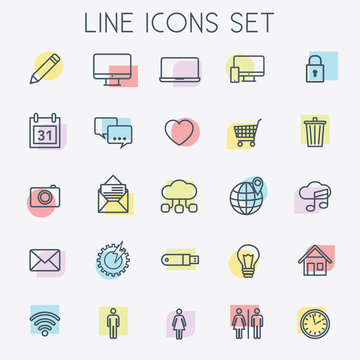 Colorful Line Icons Set - vector