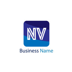 Initial Letter NV Logo Template Design