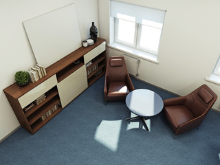 Office interior 3d rendering