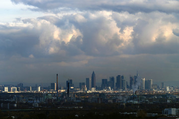 Skyline of Frankfurt in Germany - Stockphoto