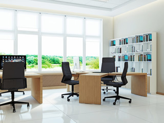 Modern office interior 3d rendering