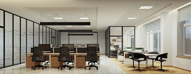 Modern office interior 3d rendering