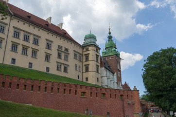 Ancient facade of the building Wawel Castle City of Krakow Poland