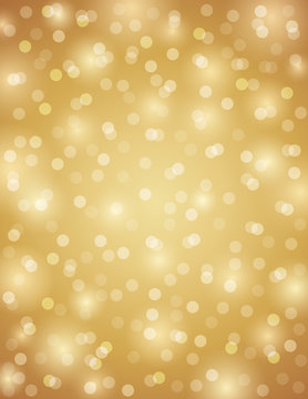 Golden background with circles bokeh, vector illustration