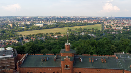 Aerial Krakow from Kopiec Kostusko, Krakus Mound